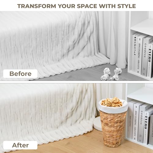 Image of KOKODO Pack of 2 Cylinder Water Hyacinth Waste Basket - Handwoven Wicker Trash Can with Handles & Metal Frame, BOHO Decorative Garbage Bin for Bathroom, Bedroom, Home Office (2-Pack)