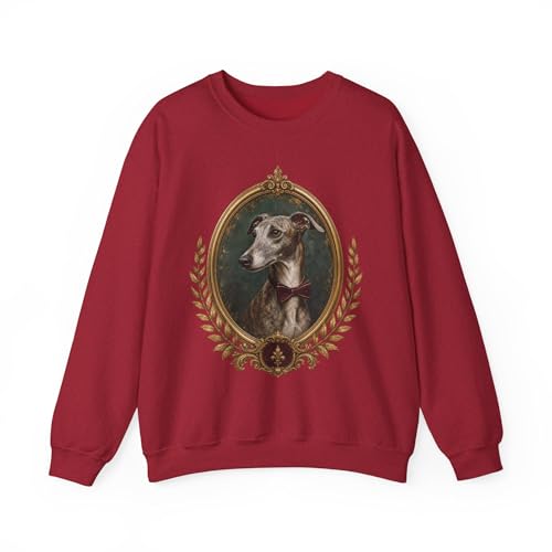 Regal Greyhound Sweatshirt Vintage Frame Dog Portrait Crewneck Pullover Antique