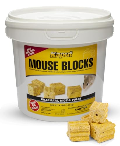 Kaput Mouse Blocks, Rodent Bait for Mice & Rats, Warfarin Vole Killer for Indoor/Perimeter Use,...