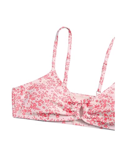 Image of COZYEASE Girls' 2 Piece Ditsy Floral Print Knot Front Ruched Triangle Bikini Swimsuit