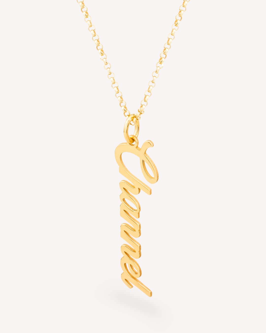 Colgante Personalizado con Nombre - Plata de Ley 925/1000 para Mujer – Collar Artesanal con Cadena Ajustable - Hecho en España (Modelo Vertical Oro, Plata de Ley)