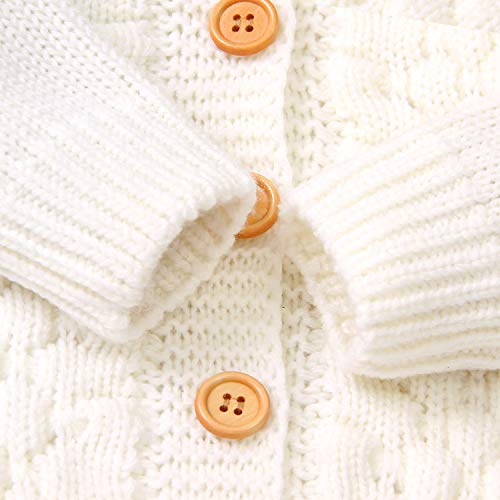 Newborn Baby Girls Boys Knit Cardigan Hooded Sweater, Infant Button-Down Cotton Outfits, Unisex Baby Basic Clothes (White, 6-9 Months) #TOP2