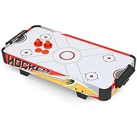 REAHOISY Table Top Air Hockey Table for Kids, Teens, and Adults, Portable Mini Tabletop Air Hockey Game for Game Room, Living Room w/Powerful Air, 2 Pushers, 2 Air Hockey Pucks (Red & Yellow)