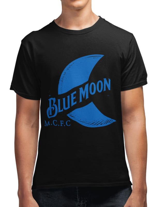 City of Manchester, Blue Moon Rising' Men's Pure Cotton Graphic Printed T-Shirt