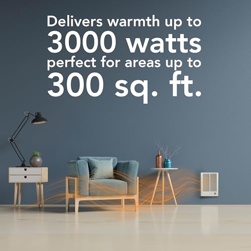 Image of Broan-NuTone 194 High Capacity Wall Heater, White Painted Grille, 3000 /1500 Watt 240 VAC, Covers 300 sq. ft. at Factory Wired Voltage