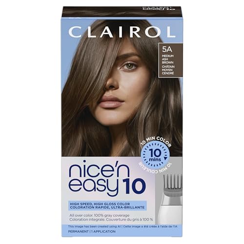 Clairol Nice'N Easy 10 Permanent Hair Dye, 5A Medium Ash Brown Hair Color, Pack of 1