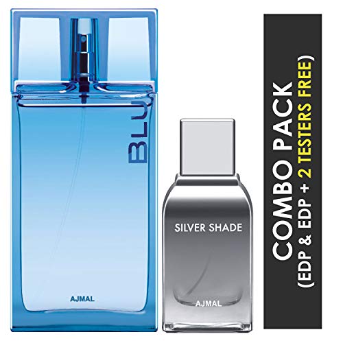 Ajmal Blu EDP Aquatic Woody Perfume 90ml for Men and Silver Shade EDP Citrus Woody Perfume 100ml for Men FREE - Image 2