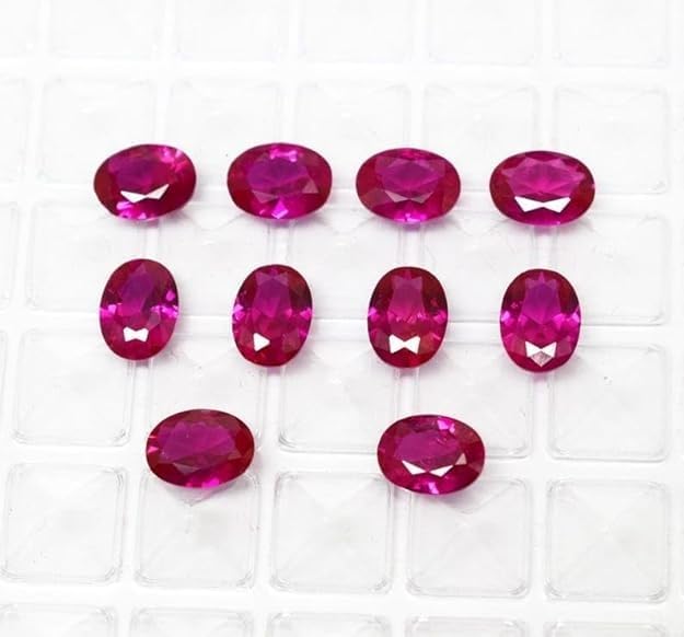 Natural Burmese Red Ruby Oval Cut Faceted Loose Gemstone for Jewellery Making Perfect Gift for Anniversary - 10 Pcs Lot