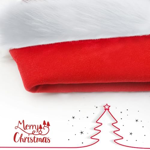 Image of Haomaomao Santa Hat for Adults /Kids /Baby Christmas Hat Red Velvet Holiday Unisex Xmas Hat for New Year Festive Festival Party