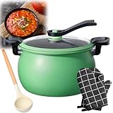 Multifunktionaler Schnellkochtopf mit großer Kapazität, antihaftbeschichtet, 8 große Mikro-Schnellkochtopf, schnell erhitzender Kochtopf mit Glasdeckel für Suppen, Eintöpfe und Mahlzeitenzubereitung