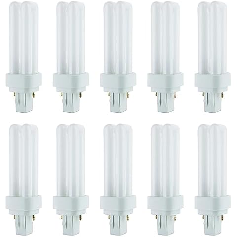 Sunlite 40543 PLD13/SP65K/10PK Double Twin Tube Compact Fluorescent Lamp, PLD 2-Pin, 13 Watts, 660 Lumens, 6500K Daylight, 2-Pin (GX23-2) Base, 10 Pack Cover