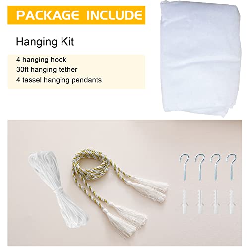 Mosquito Net Bed Canopy for Girls,King Canopy Bed Curtains Queen Size from Ceiling,Dome Mosquito Netting Bed Tent Twin Girls Canopy Bed Decor for Baby Crib,Kid Bed and Adult Beds (White Square) - Thumbnail 7