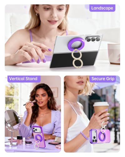 Image of SYNCWIRE Magnetic Phone Ring Holder, for MagSafe Phone Grip Stand Kickstand | 360 Rotation, Double-Sided Magnet, Cell Phone Grip Finger Holder, for iPhone 17 16 15 14 13 12 Pro Max, MagSafe Accessories