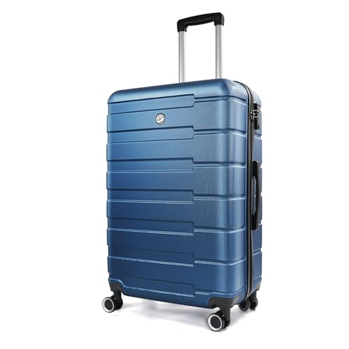 24 Inch Luggage with Spinner Wheels,Hardside Lightweight Large Checked-Medium Suitcase,Dark Blue