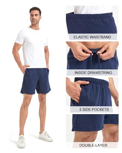 Liloak Men's Athletic Shorts with Pockets,Sweat Shorts for Men Pack,7 Inch Cotton Knit Shorts Men Multipack Casual Fit Summer4