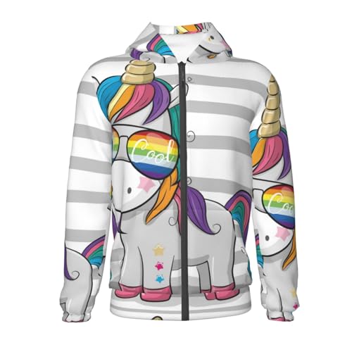 Cool Unicorn with Sunglasses Kids Pullover Hoodies Boys Zip Up Sweatshirts Girls Athletic Clothes with Pocket2