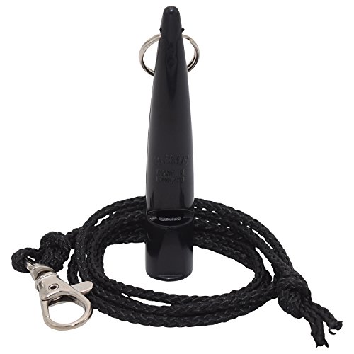 ACME Hundepfeife No. 210 schwarz + GRATIS Pfeifenband | Hohe Trillerpfeife | Original aus England | Ideal für die Hundeausbildung | Robustes Material | Genormte Frequenz | Laut und weitreichend