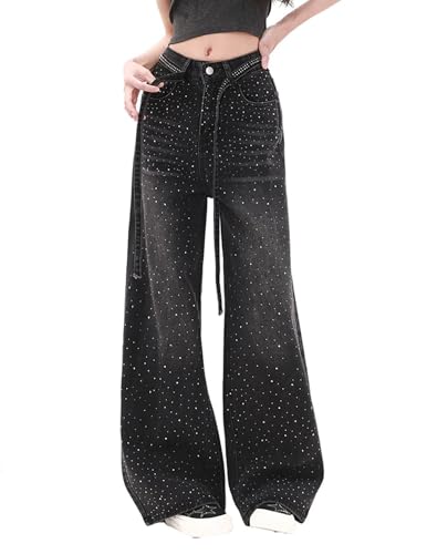 Baggy Jeans for Women, Mom Jeans High Waisted Straight Leg Pants Stretchy Denim Sweatpants Casual Streetwear2