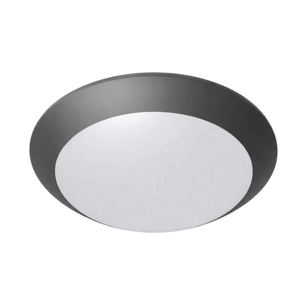 Braytron Außen Deckenleuchte IP65 Ø265mm – E27 Fassung max.23W – Runde Feuchtraumlampe mit Bewegungsmelder (Microwave Sensor) für Bad, Keller, Garage & Balkon (Anthrazit)