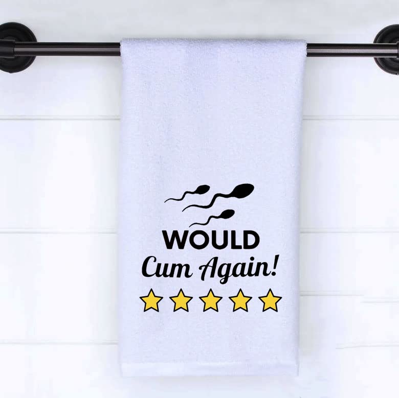 GJTIM Badhandtuch Mit 'Thank You Cum Again' Aufdruck – Witziges Gag-Geschenk Für Erwachsene