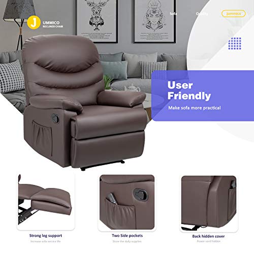 image for JUMMICO Recliner Chair PU Leather Sofa Adjustable Home Theater Seating