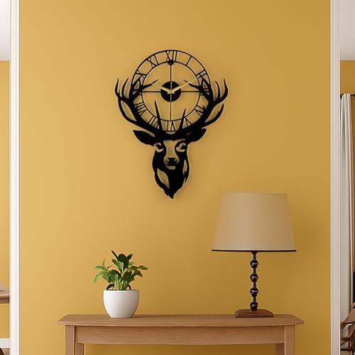 Image of Wakefit Metal Analog Wall Clock Big | 20 Inch | Laser Cut Abstract Home Decor & Gifting Option | for Living Room Study Bedroom & Office Decor | Oclune Metal Wall Clock 500 MM Black