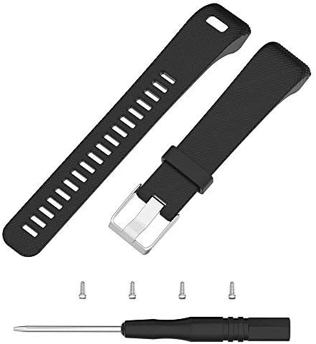 for Garmin Vivosmart HR+ Bands, Replacement Silicon Wristband Strap Accessory for Garmin vívosmart HR Plus HR+ HR Band + with Tool and Screw (No Tracker, Replacement Bands Only) (Black)