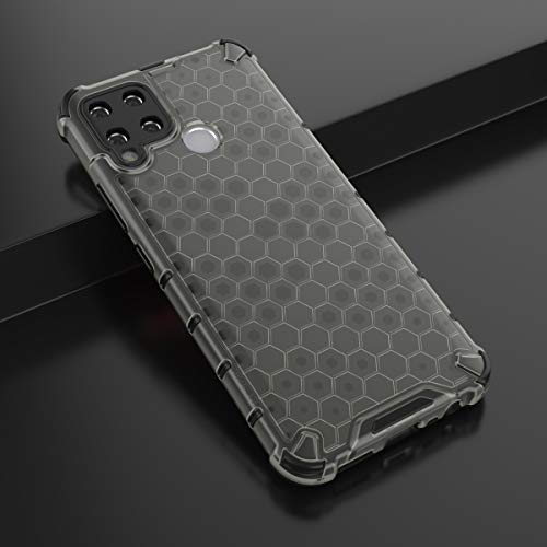 Image of Glasgow Back Case Cover Compatible with Realme C15 (Honeycomb Pattern) - Black
