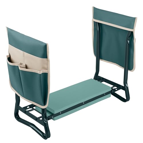 Garden Kneeler and Seat - 2-in-1 Foldable Garden Kneeling Pad and Stool with Removable Pockets for Gardening Tools - Gardening Gifts for Women Mom Dad Seniors or Grandparents by Pure Garden (Green)