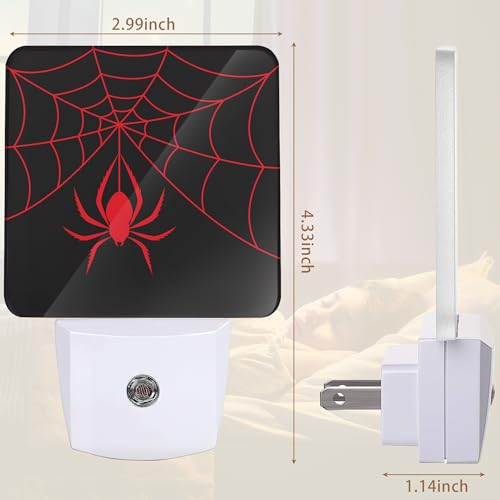 Image of YASHILAIYA Red Spider Web Night Light,Night Lights Plug into Wall for Boys Girls Gifts for Stairway Hallway Bedroom 0.5W Nightlight