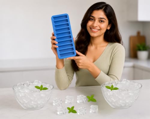 Image of Silicone Ice Stick Tray Pack of 1 | 10 Long Steak Ice Cube Mold | Food Grade BPA Free Silicone for Ice Cubes, Baby Food, Chocolate, Yogurt, Herbs & Masala | Freezer, Microwave & Dishwasher Safe (1)
