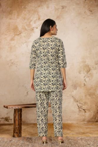 Image of Women's Pure Cotton Printed Night Suit,Top and Relaxed Pajama Set, Stylish Sleepwear, Casual Wear