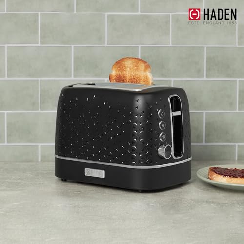 Image of Haden Starbeck 2 Slice Wide Slot Stainless Steel Toaster, Black & Chrome
