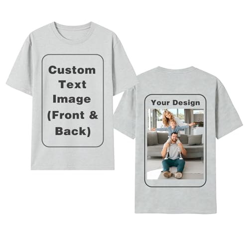 CARPESUN Custom T-Shirts for Men Women, Unisex T-Shirt for Adults Design Your Own, Customized Photo Text Logo Gift Heather Grey