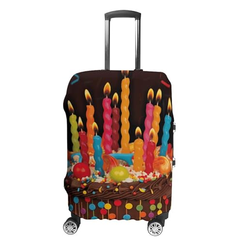 Happy Birthday Big Cake Elastic Luggage Cover Suitcase Protector for 19-32 Inch Suitcases | Universal Stretchable Travel Bag Cover | Anti-Scratch, Washable with Zipper Closure S