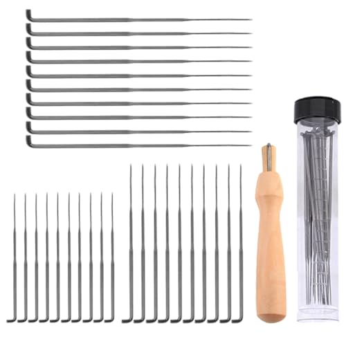 Filznadeln Set,30 Filznadeln (3 Größen), 1 Filz Holzgriff Werkzeug und 1 Transparente Flasche,ideal für Anfänger oder Profis
