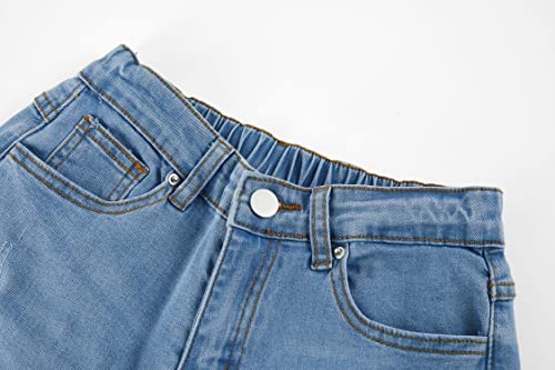 Poploli Girls Basic Bootcut Jeans Distressed Ripped Tassels Long Denim Trousers Pants With Pockets #TOP3