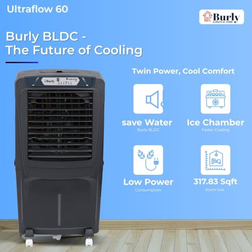 Image of Bhaburly EV 90L Desert Air Cooler for Home BLDC Motor110W Smart Water Saving Touch Remote Control Empty Tank Alarm Timer & Swing Function 16 Inch Fan Blade Energy Efficient Cooler 5 Yr Motor Warranty