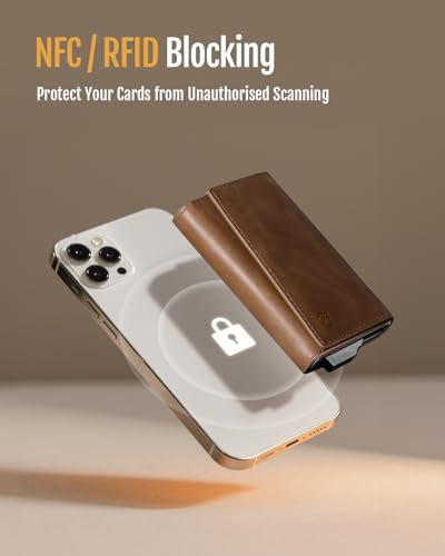 YESIIW Premium Genuine Leather Wallet for Men - Pop up Slim wallet for 7-9 Card Capacity | 1 ID Window | Cash Slot - Smart Mens Wallet Card Case with RFID Blocking - Thin, Front Pocket (Brown)3