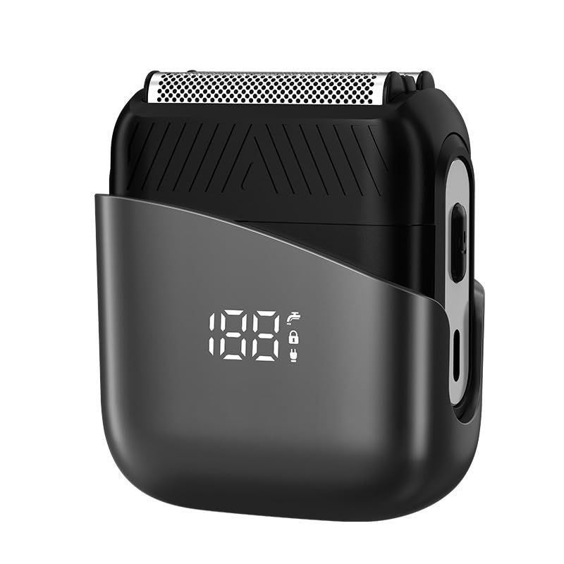 2-in-1 Rasoio Elettrico Uomo con Testina Tagliacapelli, Rasoio Elettrico Barba Wet & Dry Regolabarba Uomo Mini Rasoio Portatile–IPX7 Impermeabile, Senza Fili, 3 Lame Flottanti, 90 Min, Ricarica Rapida