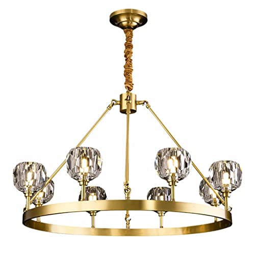 Lustre G9 LED plafonnier rond cuivre et cristal luminaire suspendu intérieur