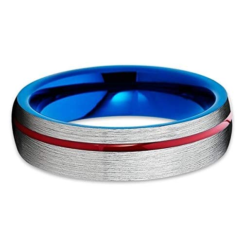 Red Tungsten Wedding Ring,Red Tungsten Wedding Band,6mm Red Tungsten Ring,Anniversary Ring,Men & Women,Silver Tungsten Ring,Engagement Ring,Red Wedding Band,Comfort Fit Ring2