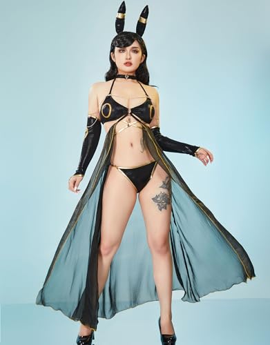 haikyuu Women Cosplay Bikini Set with Cover up Headband Anime Swimsuit Halter Lace Up Swimwear Rave Bathing Suit2