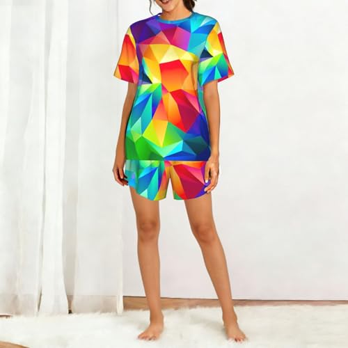 Estampado geométrico arcoíris con patrón abstracto multicolor resistente al desgaste 3