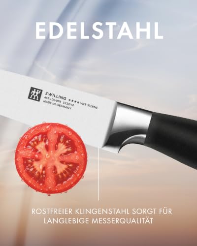 ZWILLING VIER STERNE Spick & Garniermesser 10 cm, Rostfreier Spezialstahl, Ergonomischer Griff, Made in Germany, Schwarz – Ansicht 6