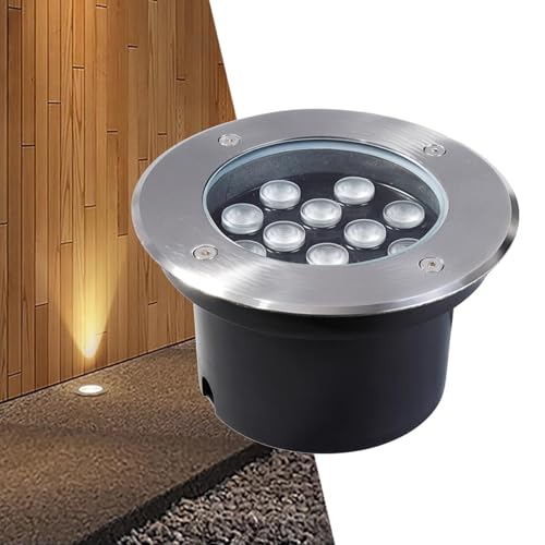 QICBYING Luce Interrata A LED - Luci Paesaggistiche Bassa Tensione da 24V, Luci da Giardino da Incasso Impermeabili IP65, per Patio, Gradini, Terrazza, Illuminazione Paesaggistica(Yellow Light,15W)