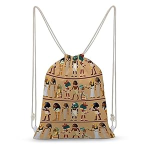 Egypt Pharaoh Pattern Drawstring Backpack Cute String Bag Canvas Daypack Travel Sackpack 35x50cm