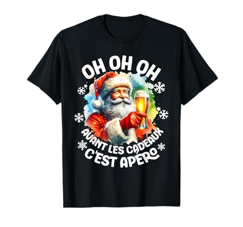 Avant Les Cadeaux C'est Apéro Noël Homme Père Noel Bière T-Shirt
