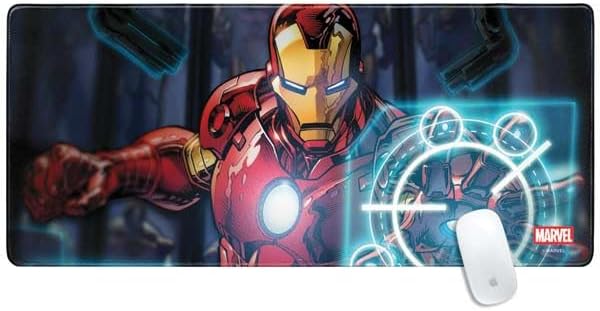 Skinit Extra Large Gaming Mouse Pad - Officially Licensed Iron Man New Armor Design with Stitched Edges, Waterproof, Non-Slip Rubber Base, Desk Mat for Keyboard & Mouse, 35.75" x 15.4" inches