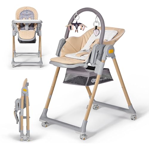 Image of Kinderkraft LASTREE Foldable Baby High Chair, Beige